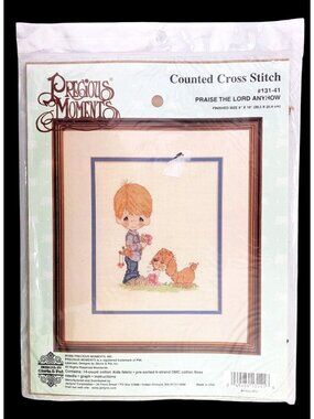 Vintage Precious Moments Counted Cross Stitch Kit Praise The Lord Anyhow 131-41